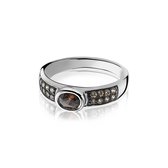 ZINZI zilveren ring bruin ZIR1044C