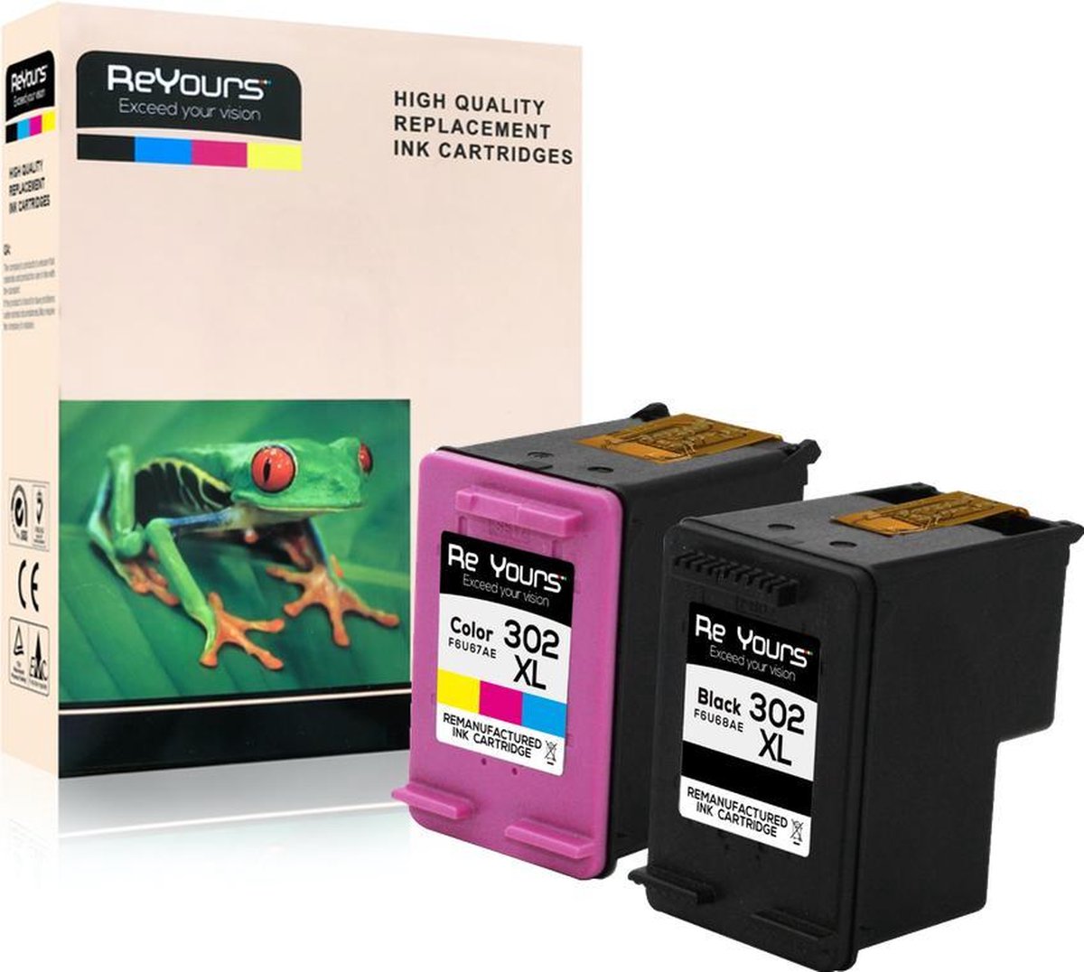 Remanufactured Inktcartridge compatible HP 302XL Zwart (20ml) en Kleur (18ml) - 1set- met chip - inktniveau weergeven