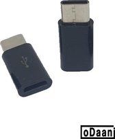 Set van 2 verloop adapter MICRO USB-adapter naar USB-C - Opzetstuk - Micro-USB to USB C Converter – zwart - oDaani
