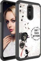 Gekleurd tekenpatroon PC + TPU beschermhoes voor LG Stylo 5 (vijf katten)