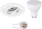 LED Spot Set - Pragmi Aerony Pro - GU10 Fitting - Inbouw Rond - Mat Wit - 8W - Natuurlijk Wit 4200K - Kantelbaar - Ø82mm - BES LED