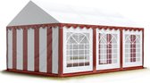 Partytent feesttent 3x6 m tuinpaviljoen -tent PVC 700 N in rood-wit waterdicht