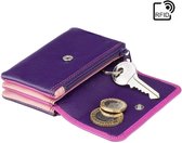 Visconti Dames Portemonnee - Sleuteltasje - Leer - RFID - Rainbow Collectie - Paars-Multi (RB99 BY)