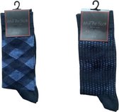 Socke - 1 Paar Herensokken Blauw Mode Motief & 1 Paar Herensokken Blauw Stip Design Maat 40/46 Heren Maat 40/46 - Sokken Heren