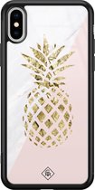 iPhone XS Max hoesje glass - Ananas | Apple iPhone Xs Max case | Hardcase backcover zwart