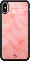 iPhone XS Max hoesje glass - Marmer roze | Apple iPhone Xs Max case | Hardcase backcover zwart