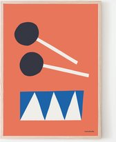 Poster A3 Mamahoela Babykamer Kinderkamer Trommel Oranje