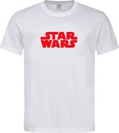 Wit T shirt met Rood “Star Wars” logo / ronde hals / Size M