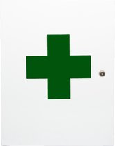 Culinorm Medicijnkastje van staal met slot - 35cm x 45 cm x 15 cm  - Wit met groen kruis