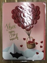 Carte de voeux XXL Saint-Valentin / anniversaire - Rouge avec des coeurs - Je t'aime tellement - 21x27cm