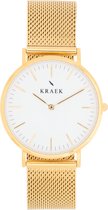 KRAEK Jae Goud Wit 36 mm - Dames Horloge - Goud Mesh horlogebandje - Easy click bandje