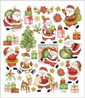 Stickers vel 15x16 5 cm circa 32 stuk vrolijke kerstman 1vel