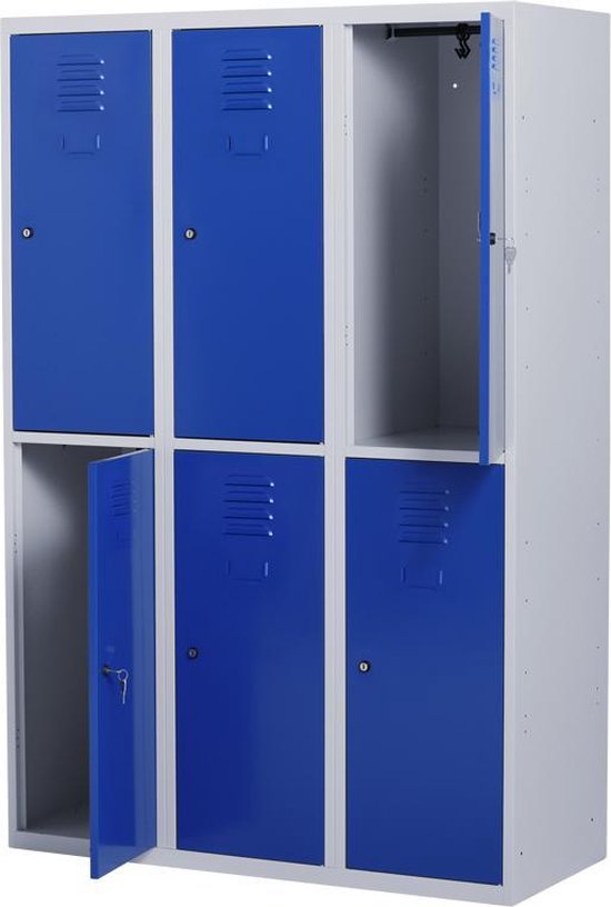 nicotine bed ruimte Lockerkast metaal met slot | Stalen lockerkast | Locker 6 deurs 3 delig |  Grijs/blauw... | bol.com
