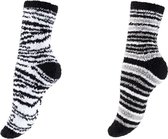 Socke - 3 Paar Dames Bedsokken Huissokken Stripe Fantasy & 3 Paar Bedsokken Stripe Grey Black Multipack Unisex Maat One size - Kerstcadeau Voor Vrouwen - Thermosokken - Dikke Sokke