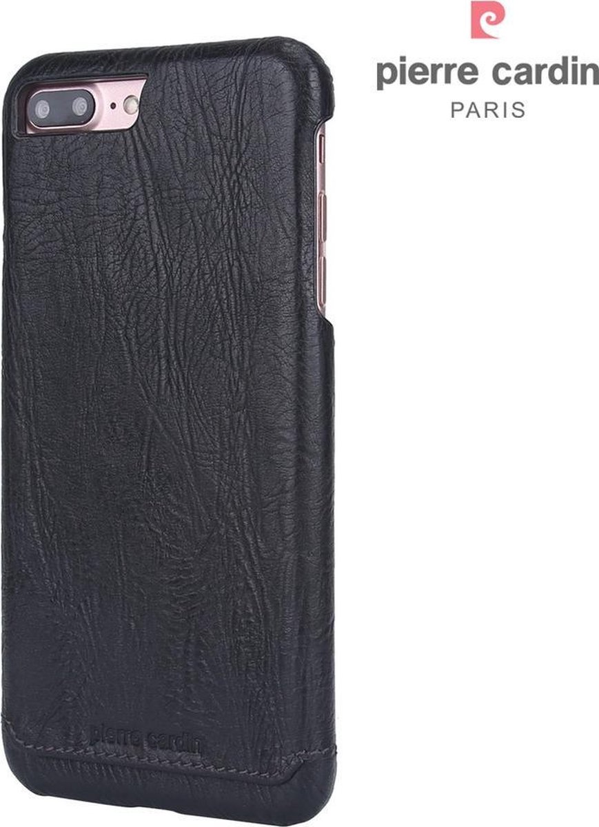 Pierre Cardin iPhone 7 Plus hoesje zwart leer. Incl Gratis tempered glass