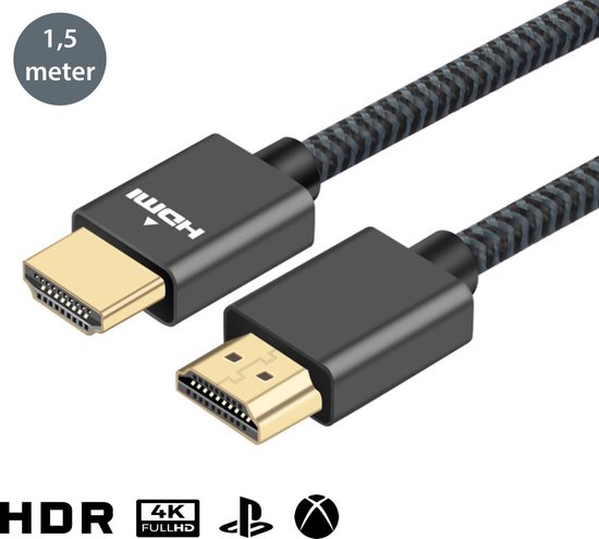 op tijd auteur Wreedheid HDMI Kabel 2.0 - 1.5 meter 4K ULTRA HD High Speed 60hz/HDR/Dolby Vision -  Gold Plated | bol.com