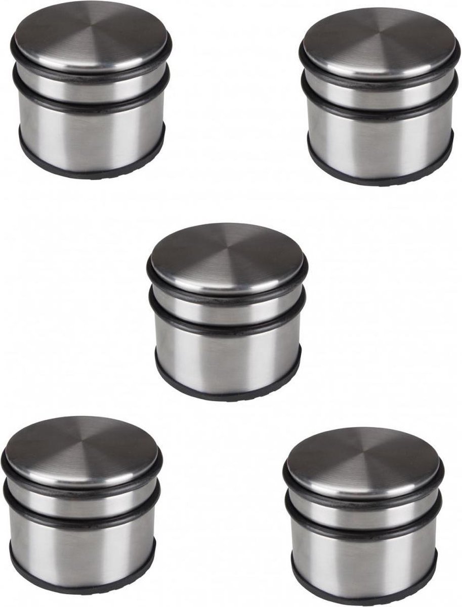 Home & Deco Deurstopper - 9x9 Cm - 5 Stuks - Rvs, Rubber