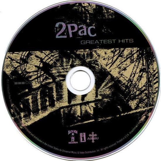 Cd met artwork van 2Pac Greatest Hits en logo's.