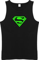 Zwarte Tanktop sportshirt Size L met Groen logo “ Superman”