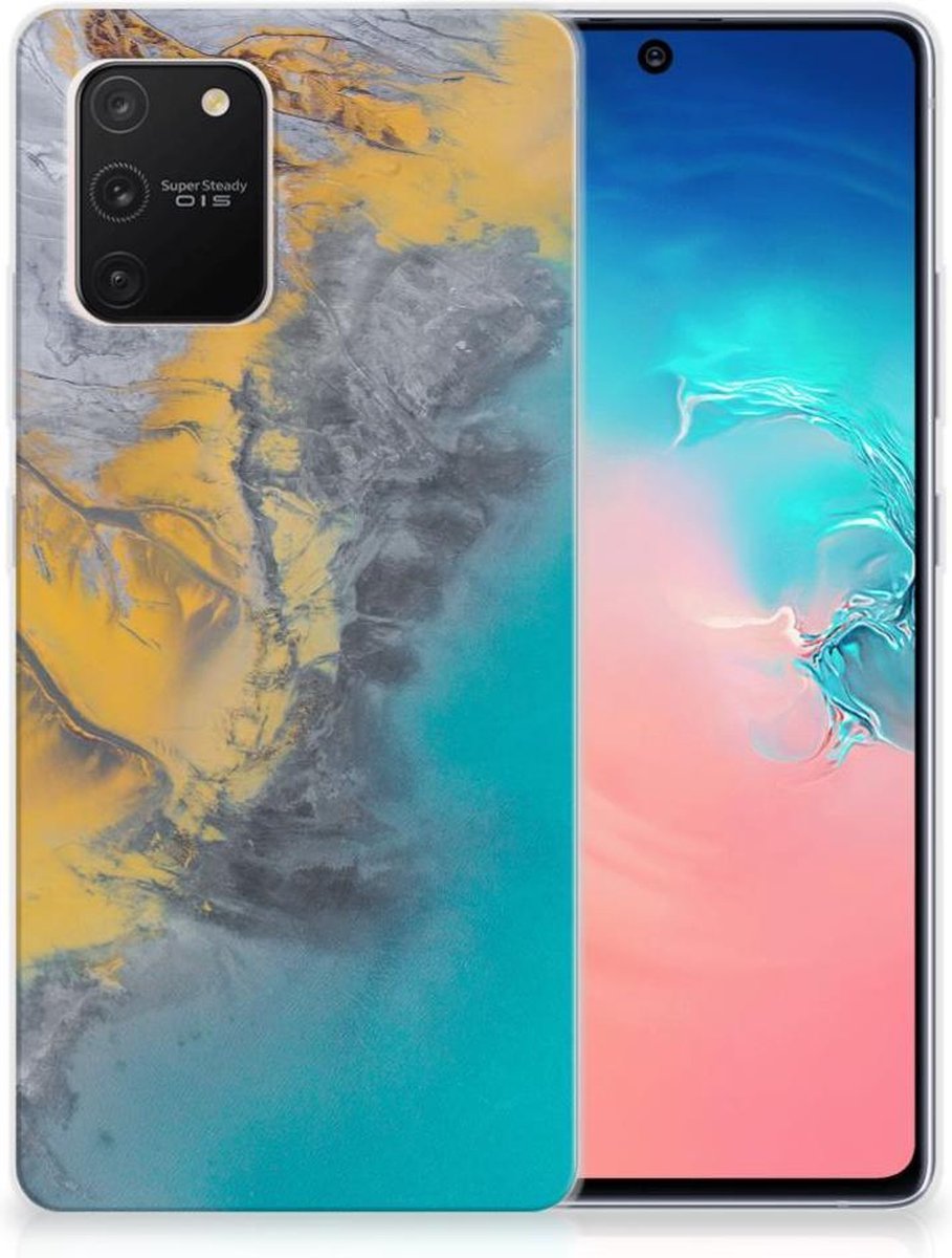 Samsung Galaxy S10 Lite TPU Siliconen Hoesje Marble Blue Gold