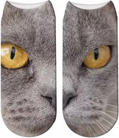 Twee-delige enkelsokken Kat - kattensokken - fotoprint enkelsokken - Unisex - Maat 36-41