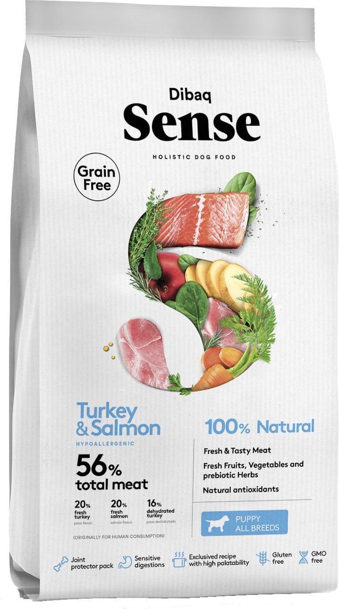 Dibaq Sense Dibaq Sense Graanvrij Zalm & Kalkoen (Puppy) - 12Kg