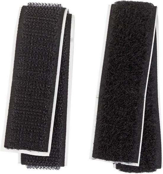 zelfklevend klittenband zwart - 0.5 m x 2 cm - 100% polyester - stevig  klitteband | bol.com