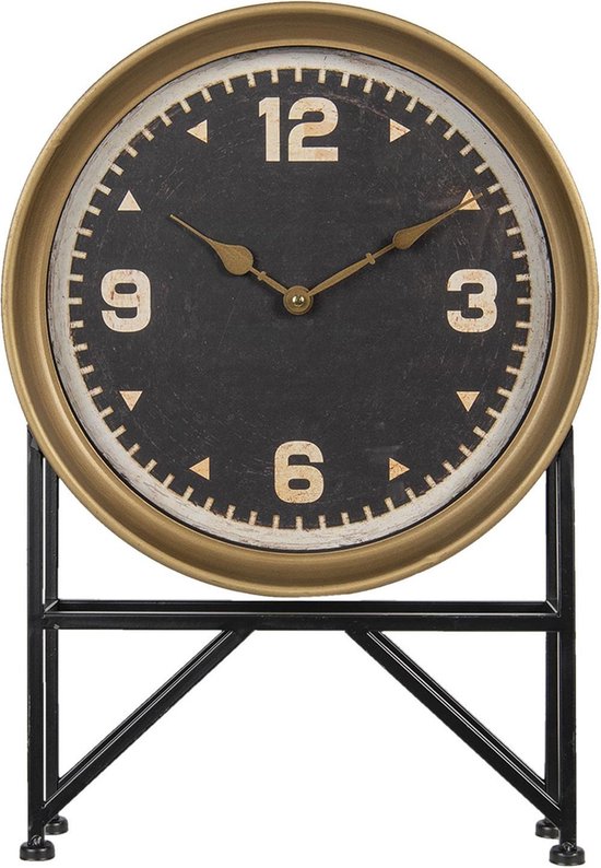 Clayre & Eef Horloge sur pied 35x8x53 cm Noir Couleur or Fer Verre Horloge debout