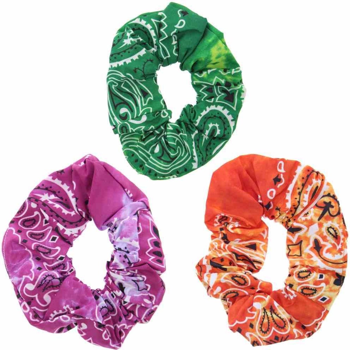 Zac's Alter Ego Haar scrunchie Acid Wash Paisley Set van 3 Multicolours