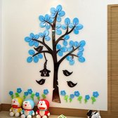 Muurstickers kinderkamer - Zelfklevend Acryl glas 3mm – Boom met dieren- Decoratie jongens meisje Poster – Slaapkamer / Babykamer – Blauw – 100 x 80 cm