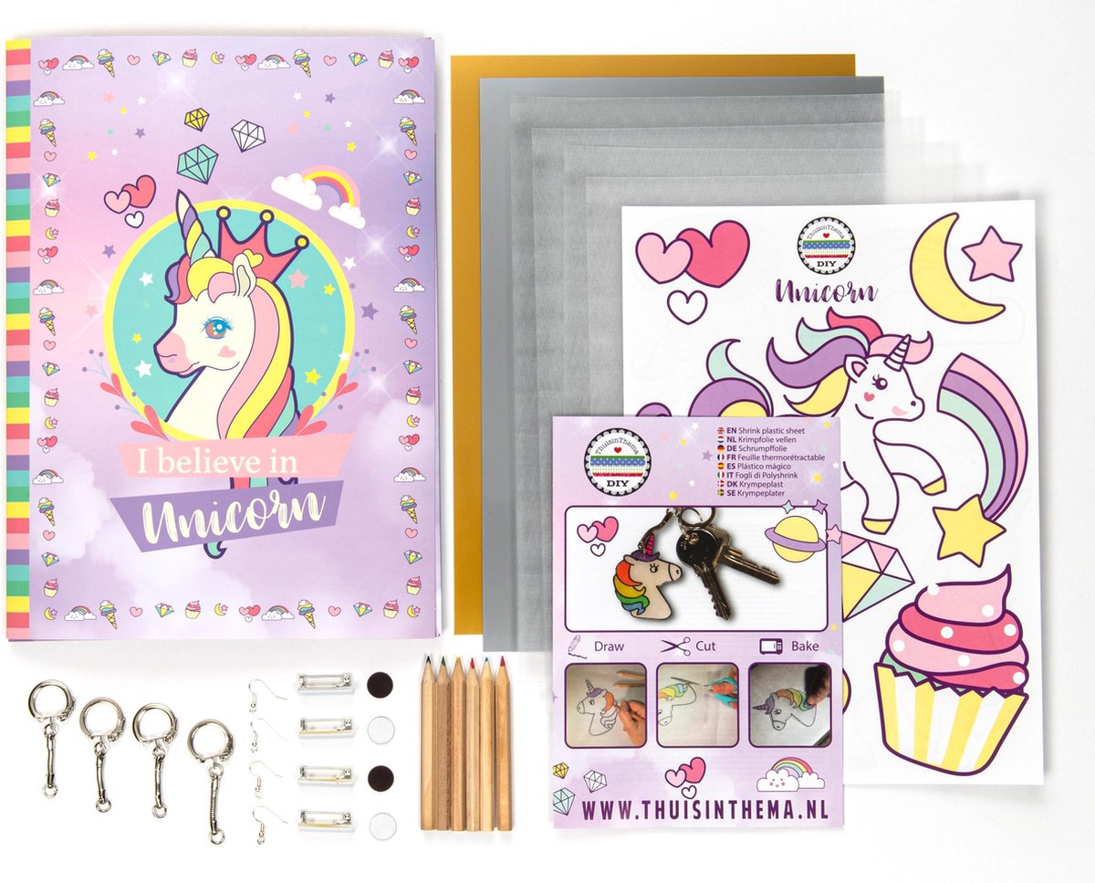Knutselpakket krimpfolie UNICORN - knutselen meisjes