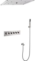 Bol.com Mawialux 5 in 1 thermostatisch inbouw regendoucheset - LED verlichting - waterval - Vierkant - Lion RVS aanbieding
