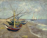 Vincent Van Gogh, Vissersboten Aan Het Strand Van Saintes-Maries, 1888 op canvas, afmetingen van het schilderij zijn 60 X 100 CM