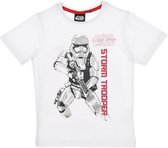Star Wars - T-shirt - Model "StormTrooper Standing By" - Wit & Rood - 128 cm - 8 jaar - 100% Katoen