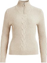 Vila Trui Viril Knit Funnel Zip Neck L/s Top 14060125 Natural Melange Dames Maat - S