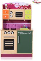 Houten Kinderkeuken Tamara kleur roze - Speelkeuken - Grote houten Keukenset - Kinder Speelgoed Keuken - Compleet -kinderkeukentje - kinderkeuken met accessoires set