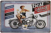 Wandbord – Best Garage – Pin Up Girl - Vintage - Retro -  Wanddecoratie – Reclame bord – Restaurant – Kroeg - Bar – Cafe - Horeca – Metal Sign - 20x30cm