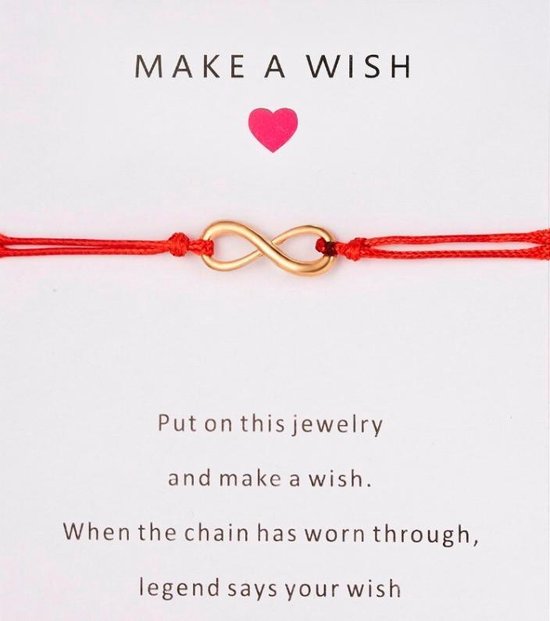 Wish armband - make a wish - rode draad - hanger infinity | bol.com