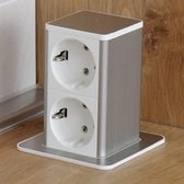 Stroom en signaal unit Pop Up-RVS/Wit-1x Power | 2x USB