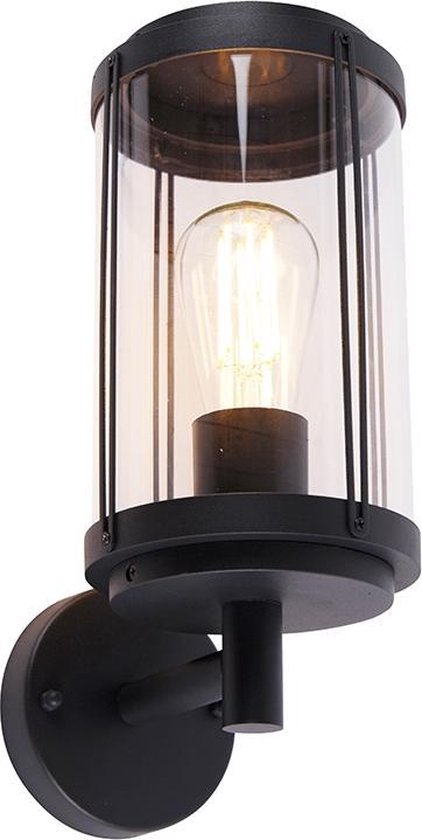 QAZQA schiedam - Design Wandlamp voor buiten - 1 lichts - D 18.5 cm - Zwart  -... | bol.com