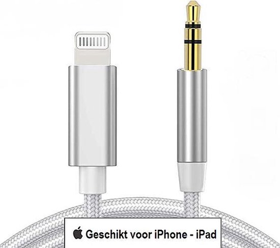 biologie gips Piepen Lightning naar 3,5 mm headphone audio aux jack kabel - iPhone auto kabel - 1  Meter -... | bol.com