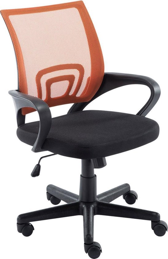 Bureaustoel - Bureaustoel voor volwassenen - Modern - Ergonomisch - In hoogte verstelbaar - Gaas - Oranje/zwart - 56x54x100 cm
