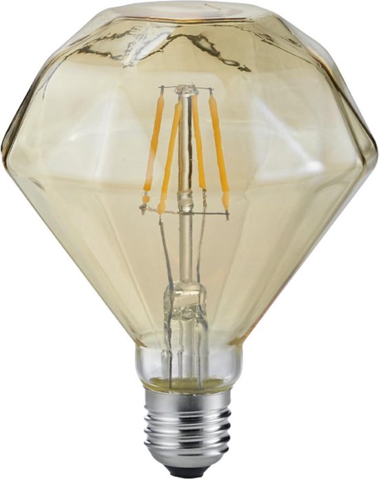 LED Lamp - Filament - Trion Dimano - E27 Fitting - 4W - Warm Wit 2700K - Amber - Aluminium