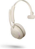 Jabra Evolve2 65 UC Mono Headset USB-C - UC-gecertificeerd (Zoom, Google Hangout, Avaya, Mitel ...) - Incl. Laadstandaard - Beige