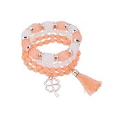 Kralen Ibiza Armband - Met Hanger & Tassel - Oranje & Wit