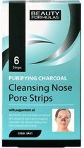 Charcoal Cleansing Nose Pore Strips (6 Pcs) - Nose Cleansing Tapes With Activated Carbon