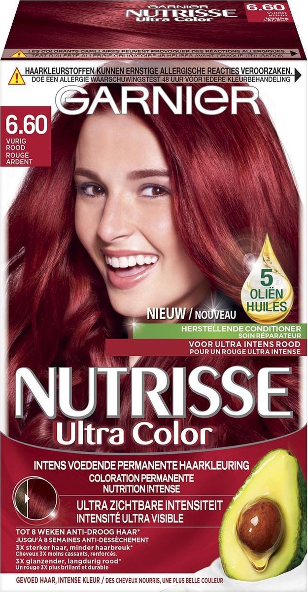 geboorte taal overschreden Garnier Nutrisse Ultra Color Haarverf - 6.60 Vurig Rood | bol.com