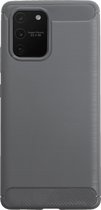 BMAX Carbon soft case hoesje geschikt voor Samsung Galaxy S10 Lite / Soft cover / Telefoonhoesje / Beschermhoesje / Telefoonbescherming - Grijs
