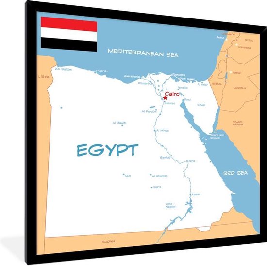 Photo en cadre - Illustration de l'Egypte sur un cadre photo carte blanche  noir 30x40... | bol.com