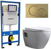 Geberit UP 320 Toiletset - Inbouw WC Hangtoilet Wandcloset - Daley Sigma-01 Mat Goud